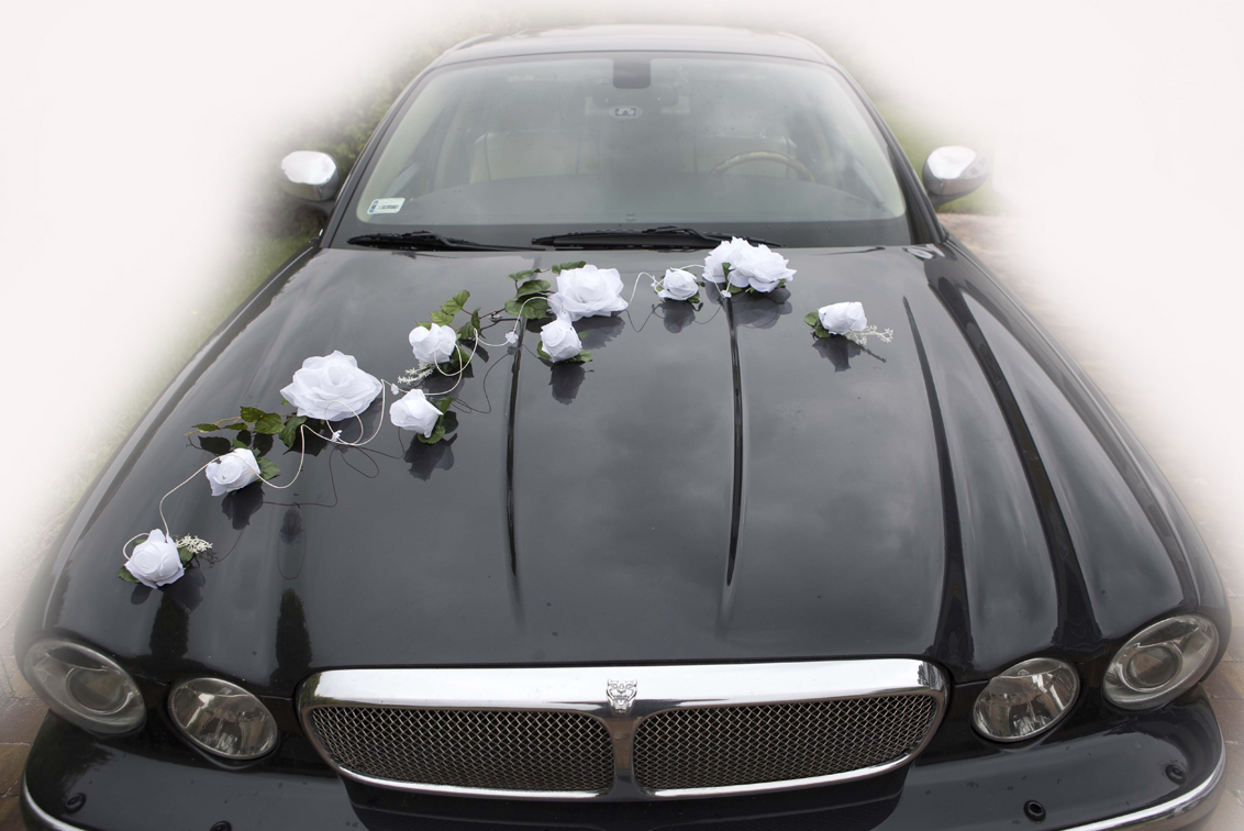 BIANCA - dekoracja na samochód seria DELUXE wedding car decoration with artificial flowers