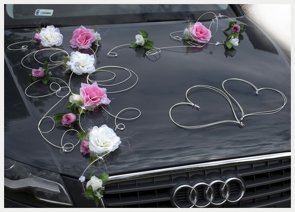 EMILA jasnoróżowa z kremem - dekoracja ślubna na auto