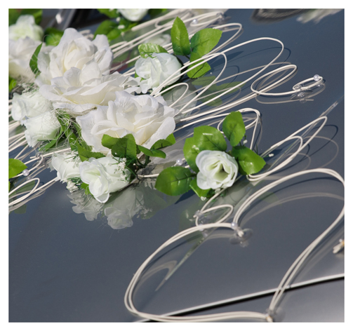 EMILA kremowa - dekoracja samochodu ślubnego wedding car decoration set