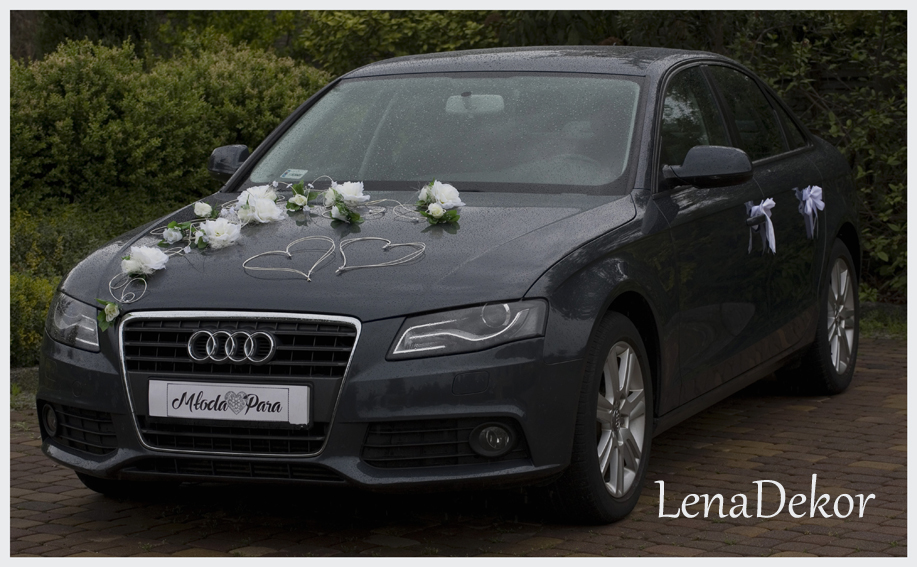 EMILA kremowa - dekoracja samochodu ślubnego wedding car decoration set