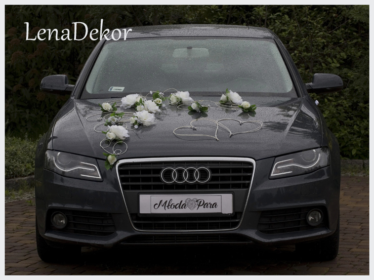 EMILA kremowa - dekoracja samochodu ślubnego wedding car decoration set