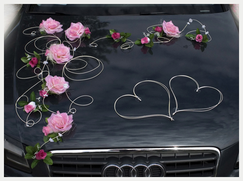 EMILA jasnoróżowa różowa z fuksją - dekoracja na samochód ślubny