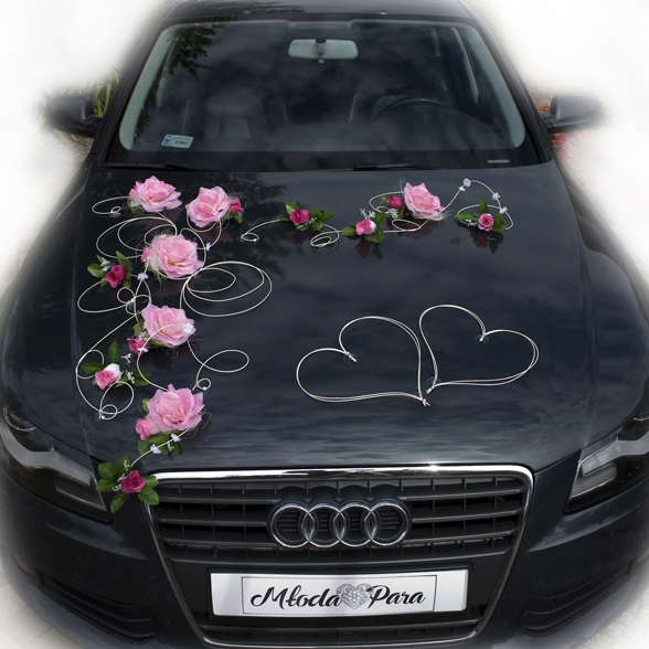 EMILA jasnoróżowa różowa z fuksją - dekoracja na samochód ślubny