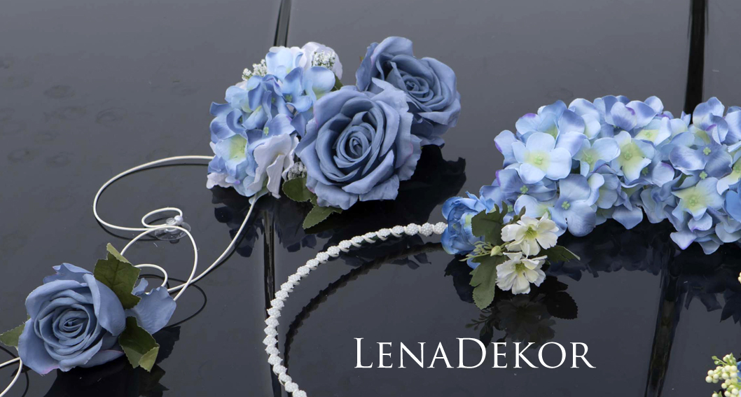 ESTERA - zestaw do dekoracji samochodu seria DELUXE Wedding car decoration with artificial flowers and hearts