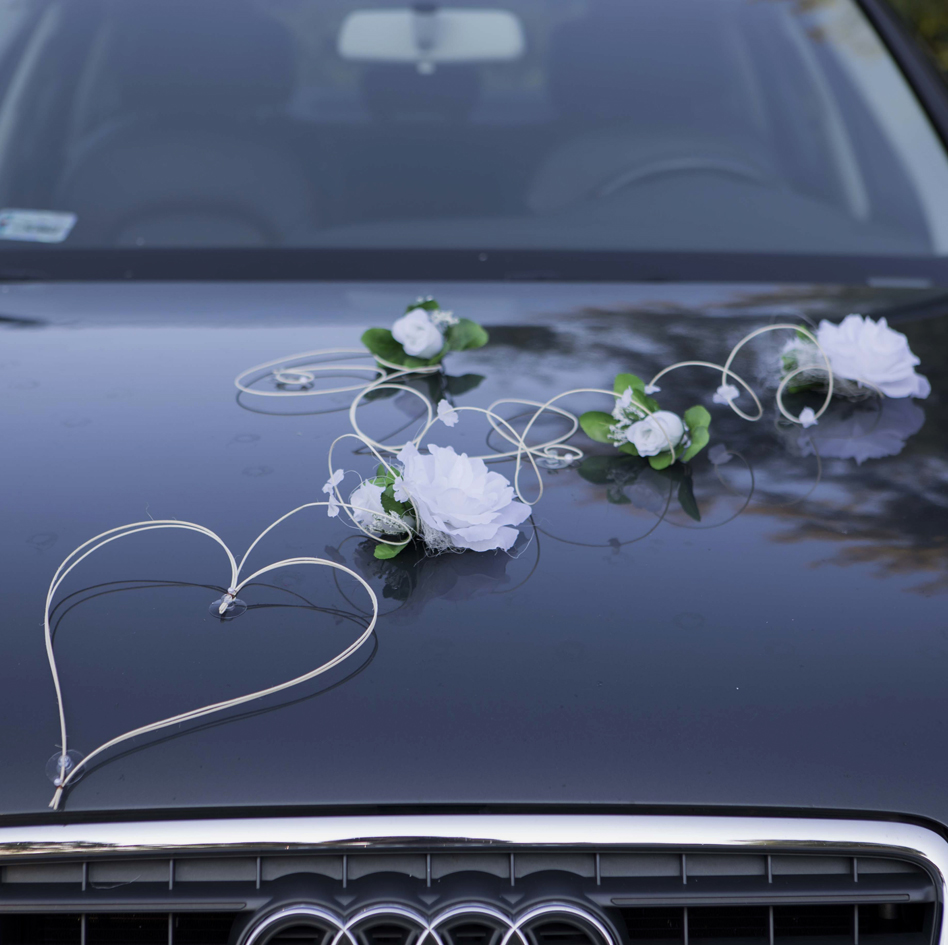 LILA biała - ozdoba na samochód dekoracja auta do ślubu