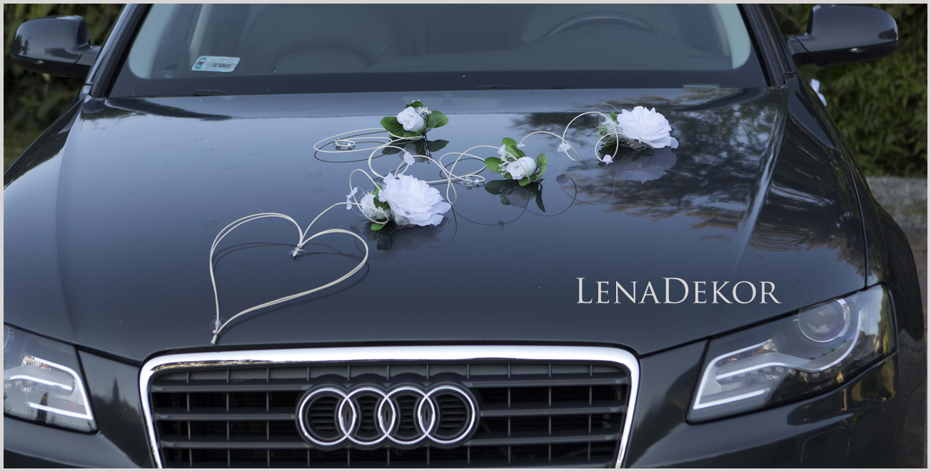 LILA biała - ozdoba na samochód dekoracja auta do ślubu
