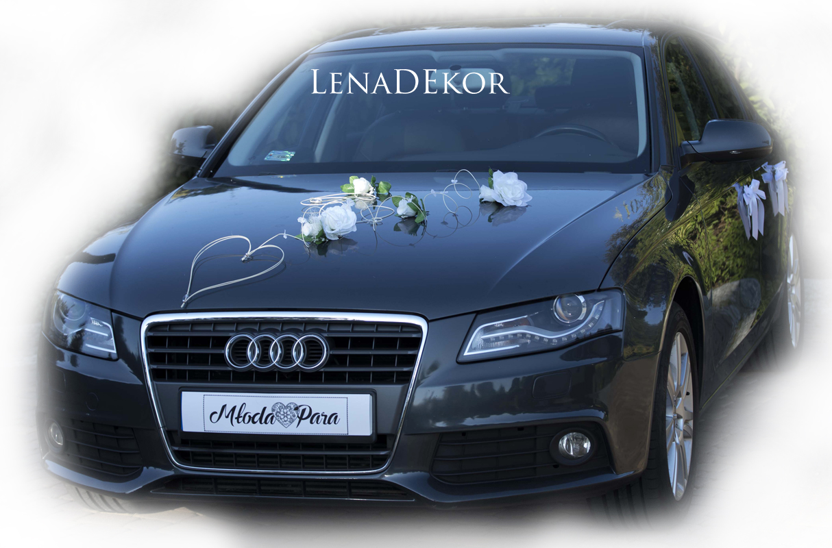 LILA krem - dekoracja samochodu do ślubu ozdoba na auto weselne