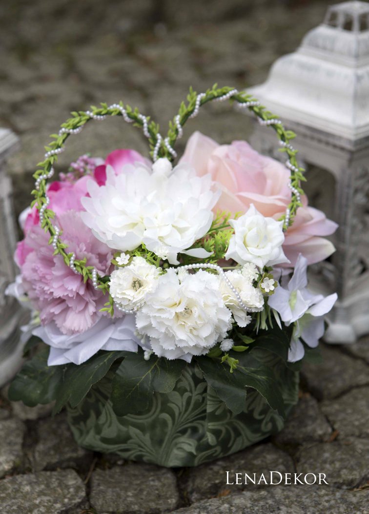 MEMORIA C11 stroik SERCE na grób kompozycja nagrobna flower box