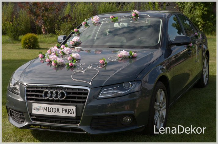 POLA różowa - dekoracja ślubna na samochód