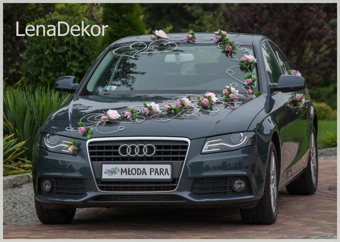 POLA różowa - dekoracja ślubna na samochód