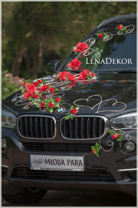 POLA czerwona - ślubna dekoracja na samochód