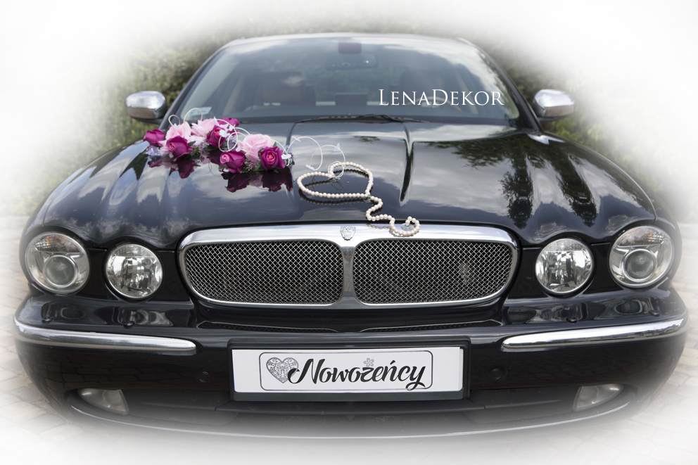 SYLWIA ozdoba ślubna SERCE na samochód seria DELUXE wedding car decoration with artificial flowers