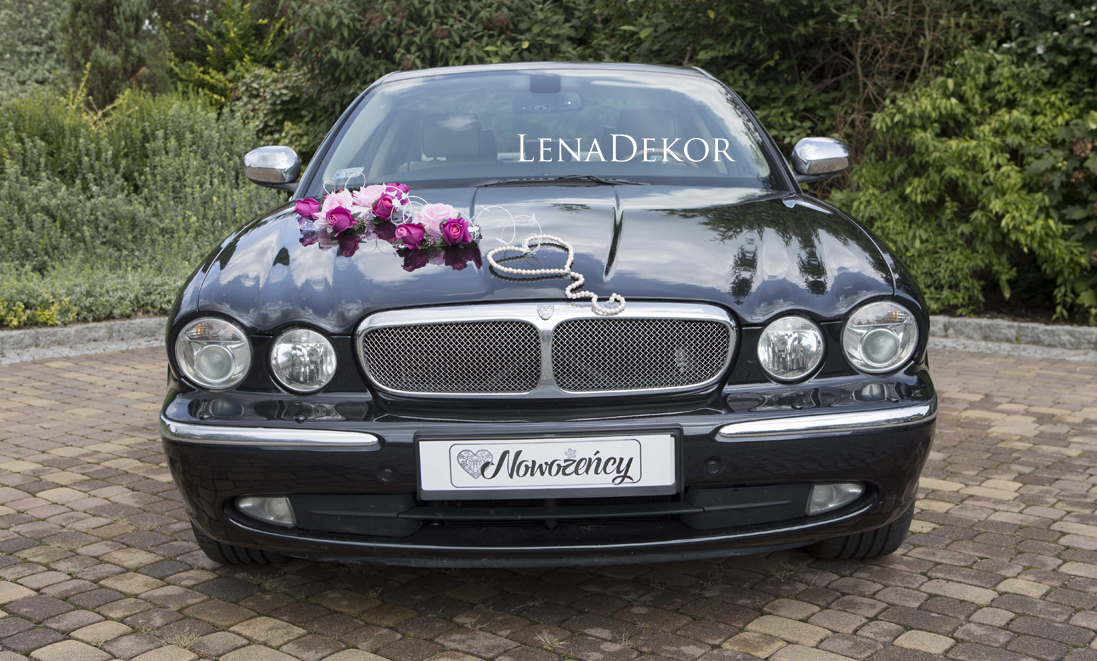 SYLWIA ozdoba ślubna SERCE na samochód seria DELUXE wedding car decoration with artificial flowers