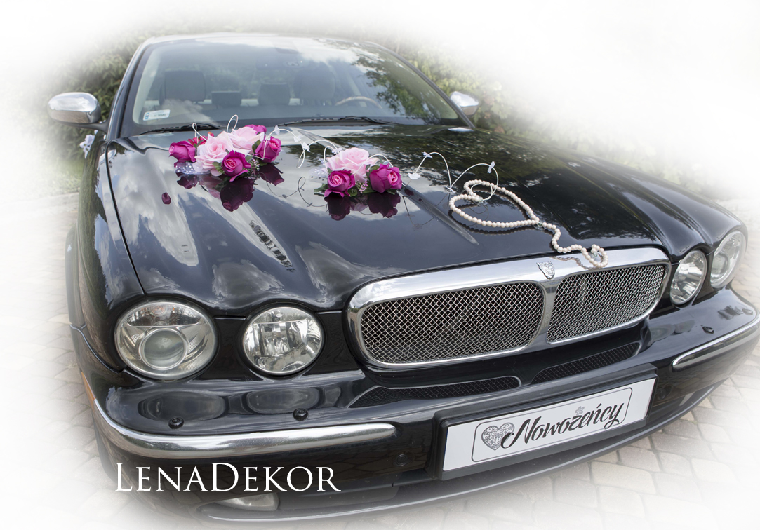 SYLWIA ozdoba ślubna SERCE na samochód seria DELUXE wedding car decoration with artificial flowers