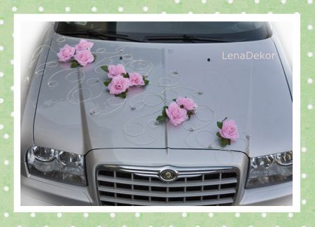 RÓŻE RETRO różowe - zestaw do dekoracji samochodu