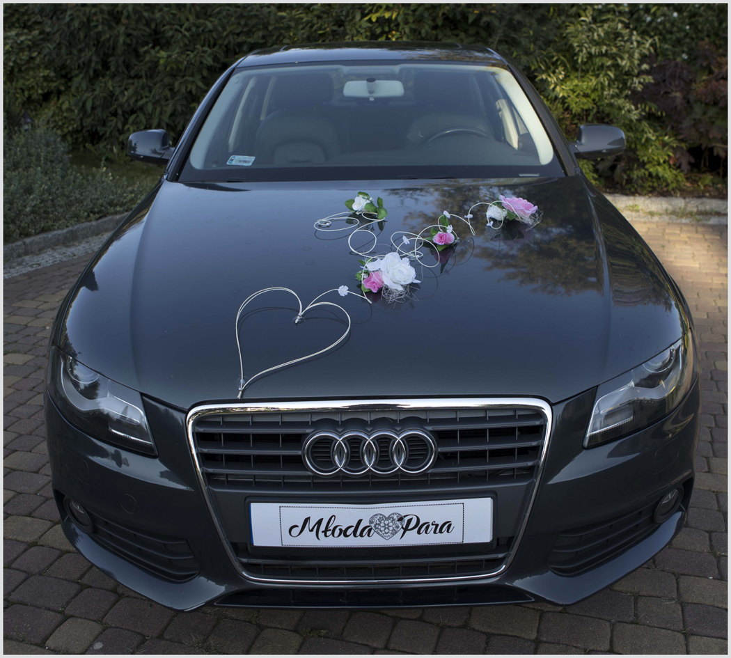 LILA róż i krem - ozdoba na samochód ślubny dekoracja samochodu