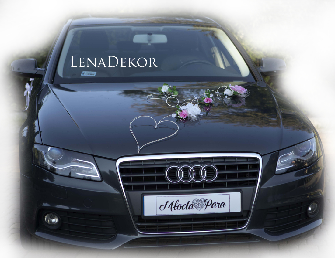 LILA róż i krem - ozdoba na samochód ślubny dekoracja samochodu