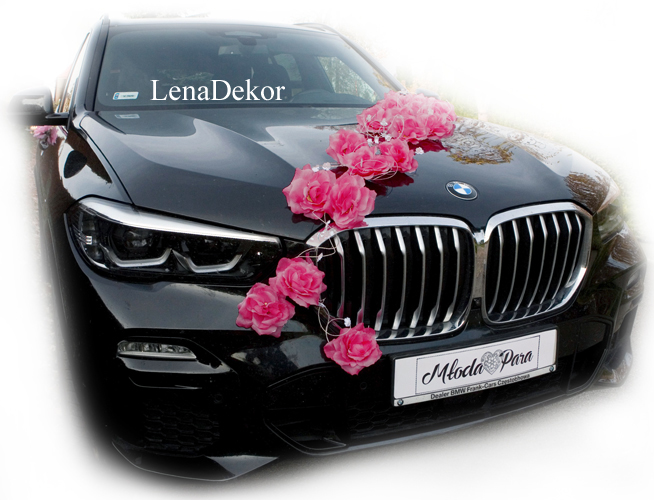 LORA dekoracja na samochód do ślubu CIEMNY RÓŻ