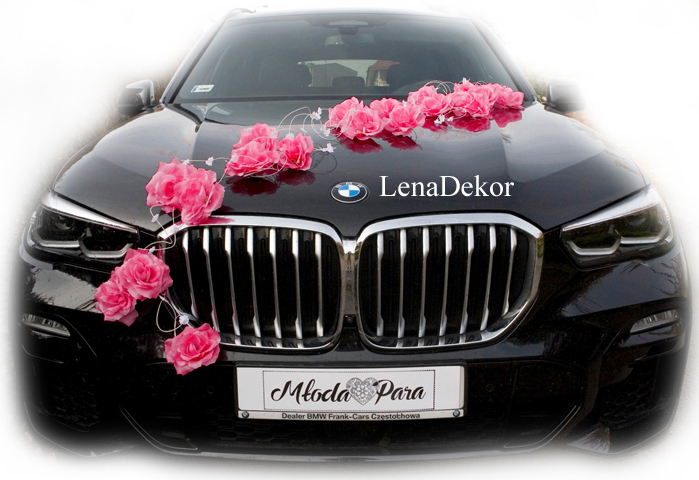 LORA dekoracja na samochód do ślubu CIEMNY RÓŻ
