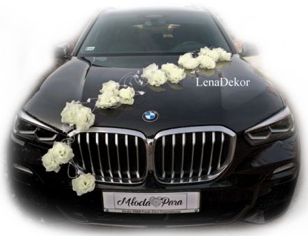 LORA dekoracja na samochód do ślubu KREMOWA