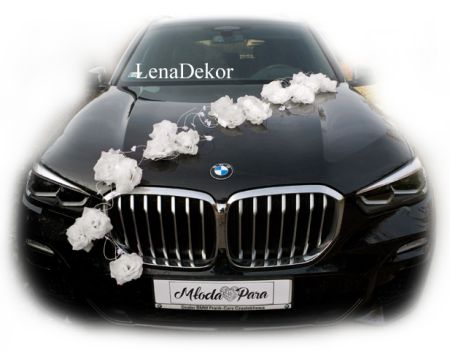 LORA dekoracja na samochód do ślubu BIAŁA
