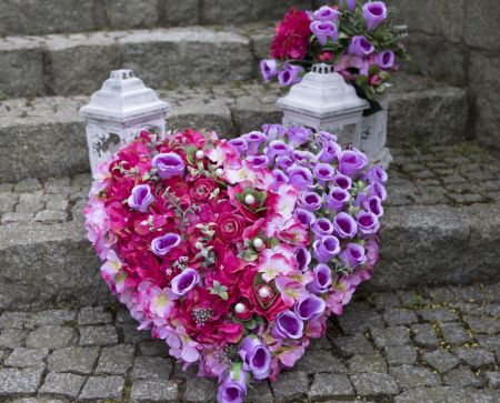 MEMORIA  S7 duży stroik na grób SERCE i BUKIET kompozycja nagrobna funeralna