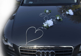 LILA krem - dekoracja samochodu do ślubu ozdoba na auto weselne