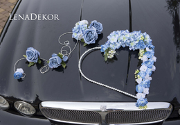 ESTERA - zestaw do dekoracji samochodu seria DELUXE Wedding car decoration with artificial flowers and hearts