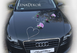 LILA róż z fuksją - zestaw weselny na auto dekoracja ślubna na samochód