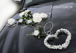 EULALIA - zestaw ecru do dekoracji samochodu ślubnego DELUXE