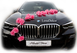 LORA dekoracja na samochód do ślubu CIEMNY RÓŻ