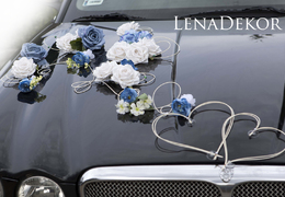 HILDA - ozdoba ecru na samochód do ślubu wedding car decoration with artificial flowers
