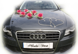 NINA komplet do dekoracji samochodu ślubnego CIEMNY RÓŻ