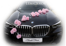 LORA dekoracja na samochód do ślubu JASNY RÓŻ