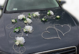 EMILA kremowa - dekoracja samochodu ślubnego wedding car decoration set